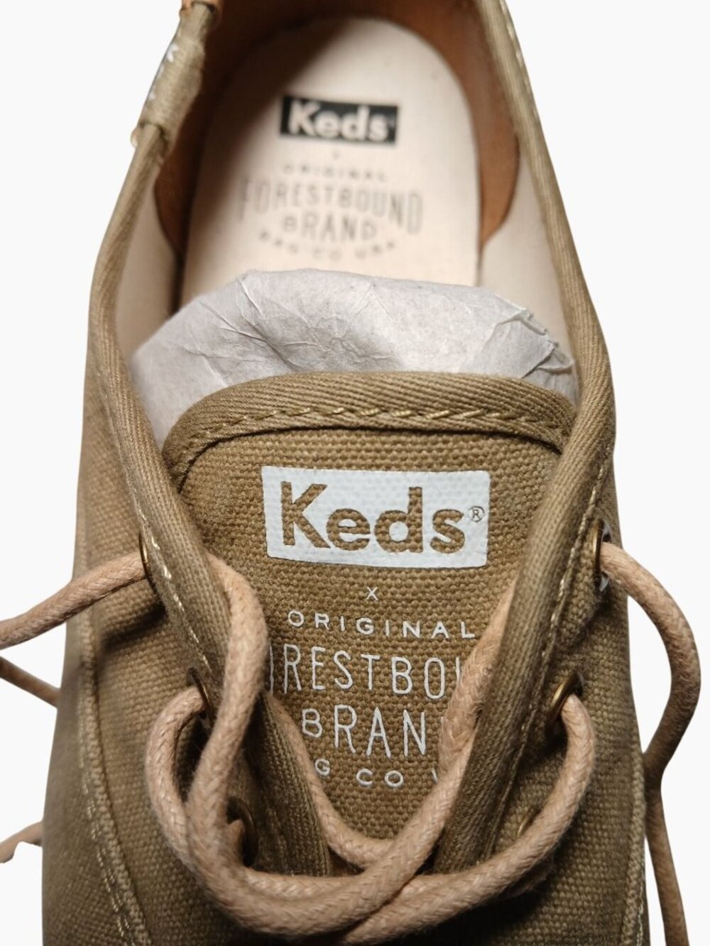 Keds x Forestbound Champion Womens Khaki Taupe Canvas Sneakers Size 8 Rubber Toe - Picture 8 of 12